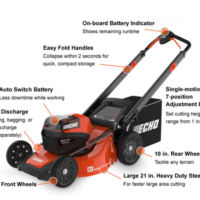 ECHO DLM-2100 - 56V 21" Electric Push Mower (with Charger)